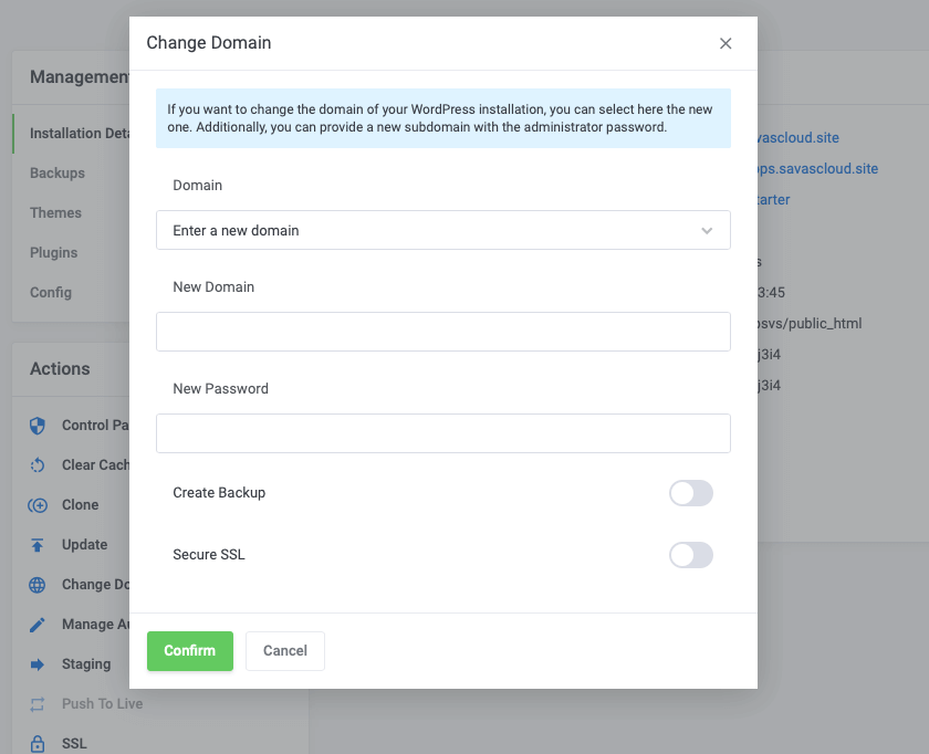 WordPress Manager Change Domain