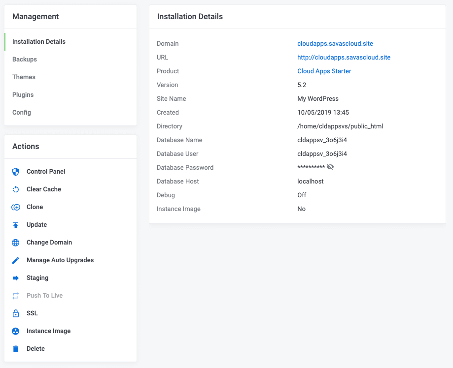 WordPress Manager Details