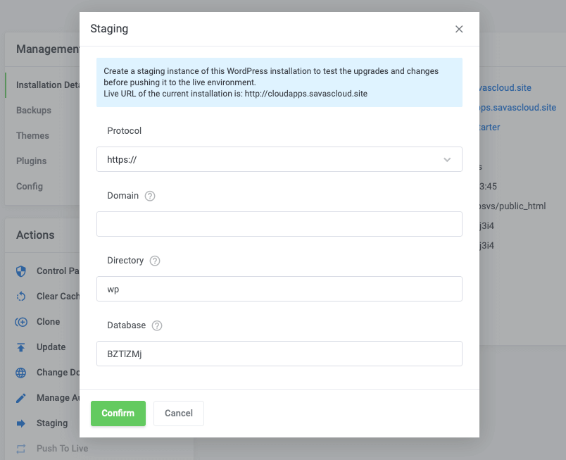 WordPress Manager Staging